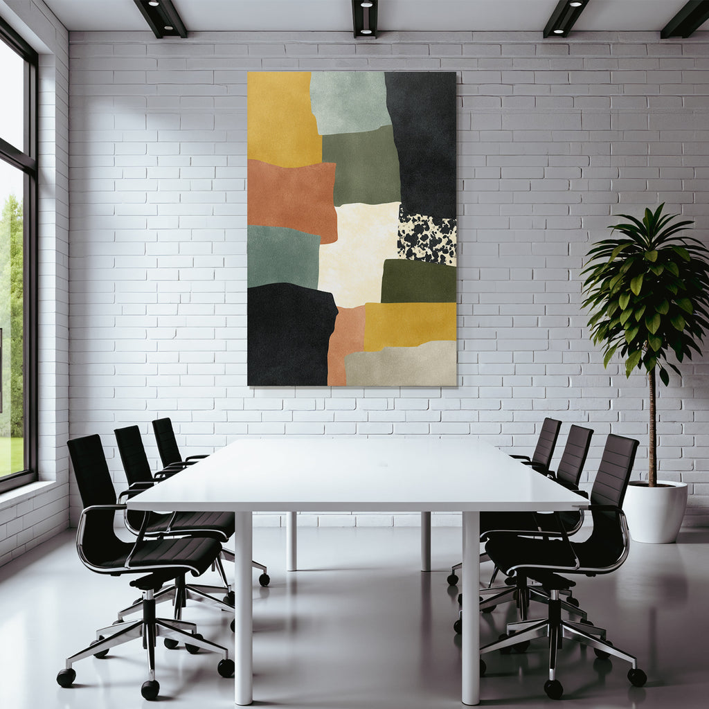 Abstract artwork with shapes and colors