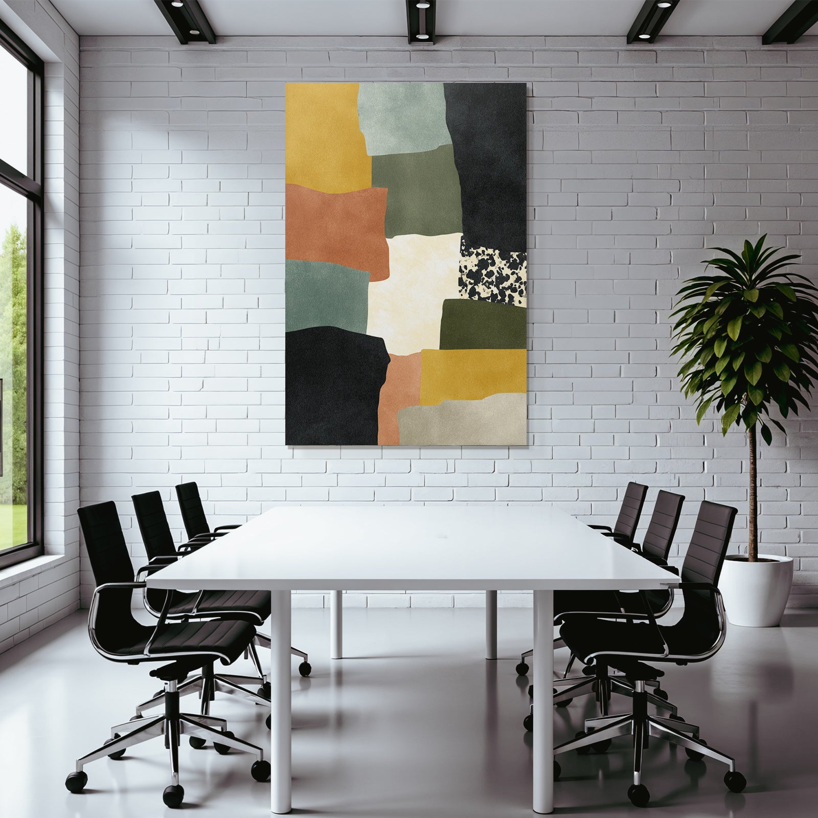 Abstract artwork with shapes and colors