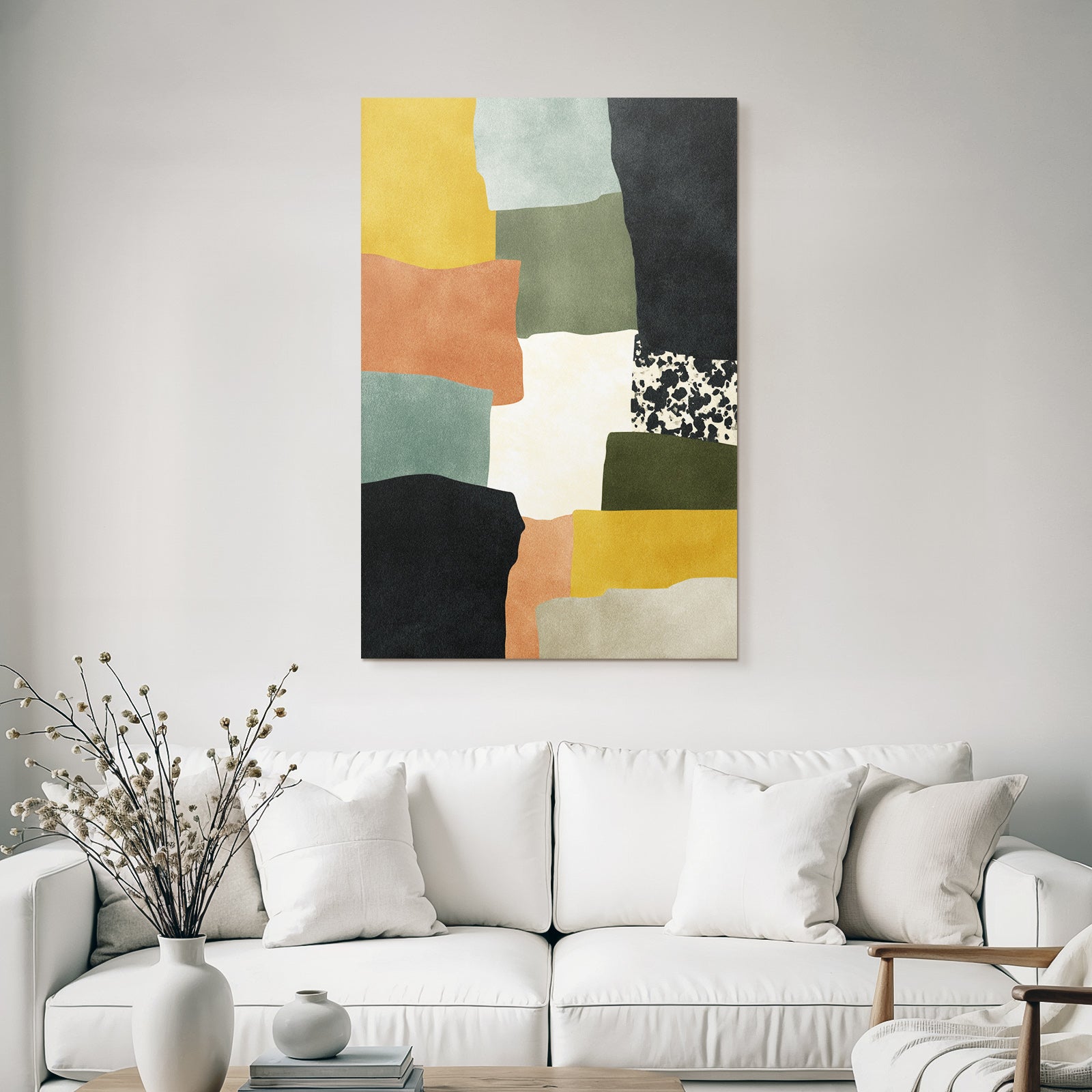Abstract artwork with shapes and colors