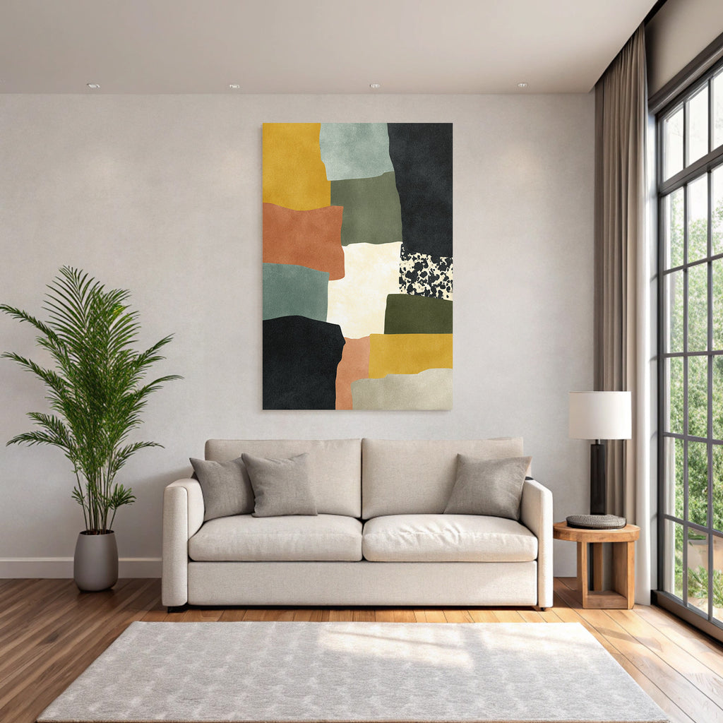 Abstract artwork with shapes and colors