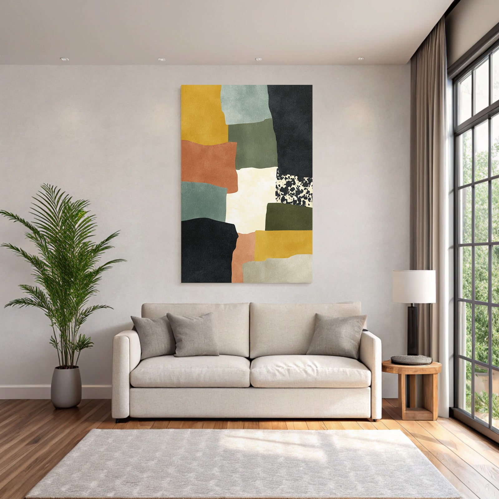 Abstract artwork with shapes and colors