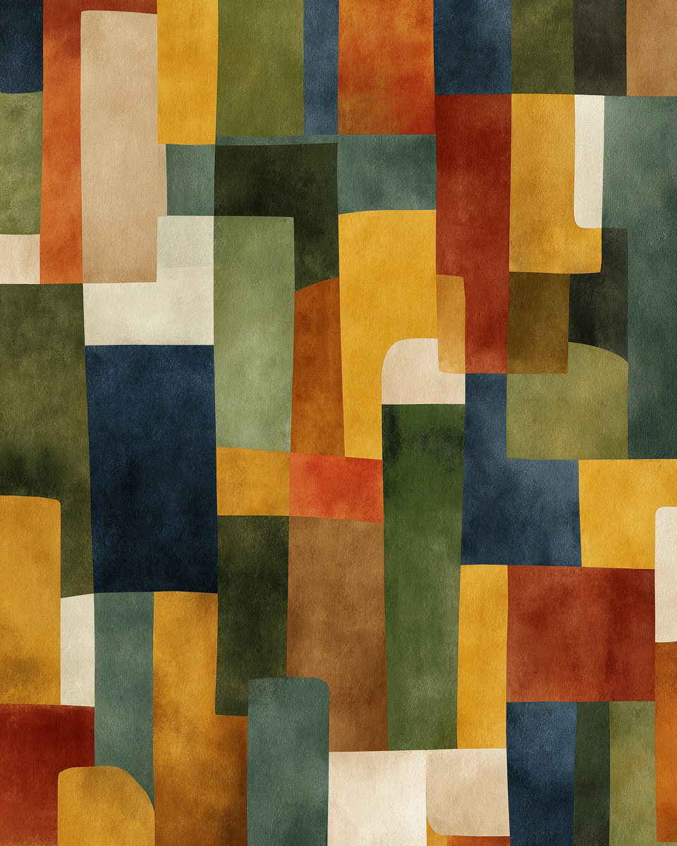 Bunte Geometrische Formen Texturierte Anordnung | Mid Century Modern | Einrichtungsstile