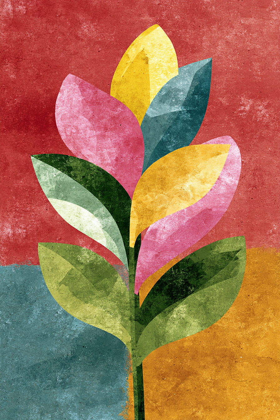 Bunte Pflanzen Illustration | Mid Century Modern | Einrichtungsstile