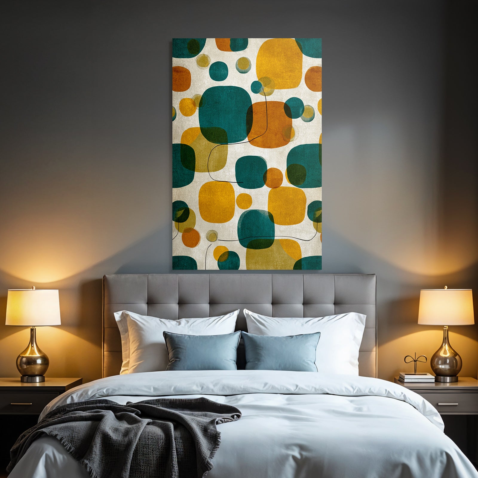 Bunten Formen Kreis Rechtecke Teal Orange Gelb Gruen Hintergrund