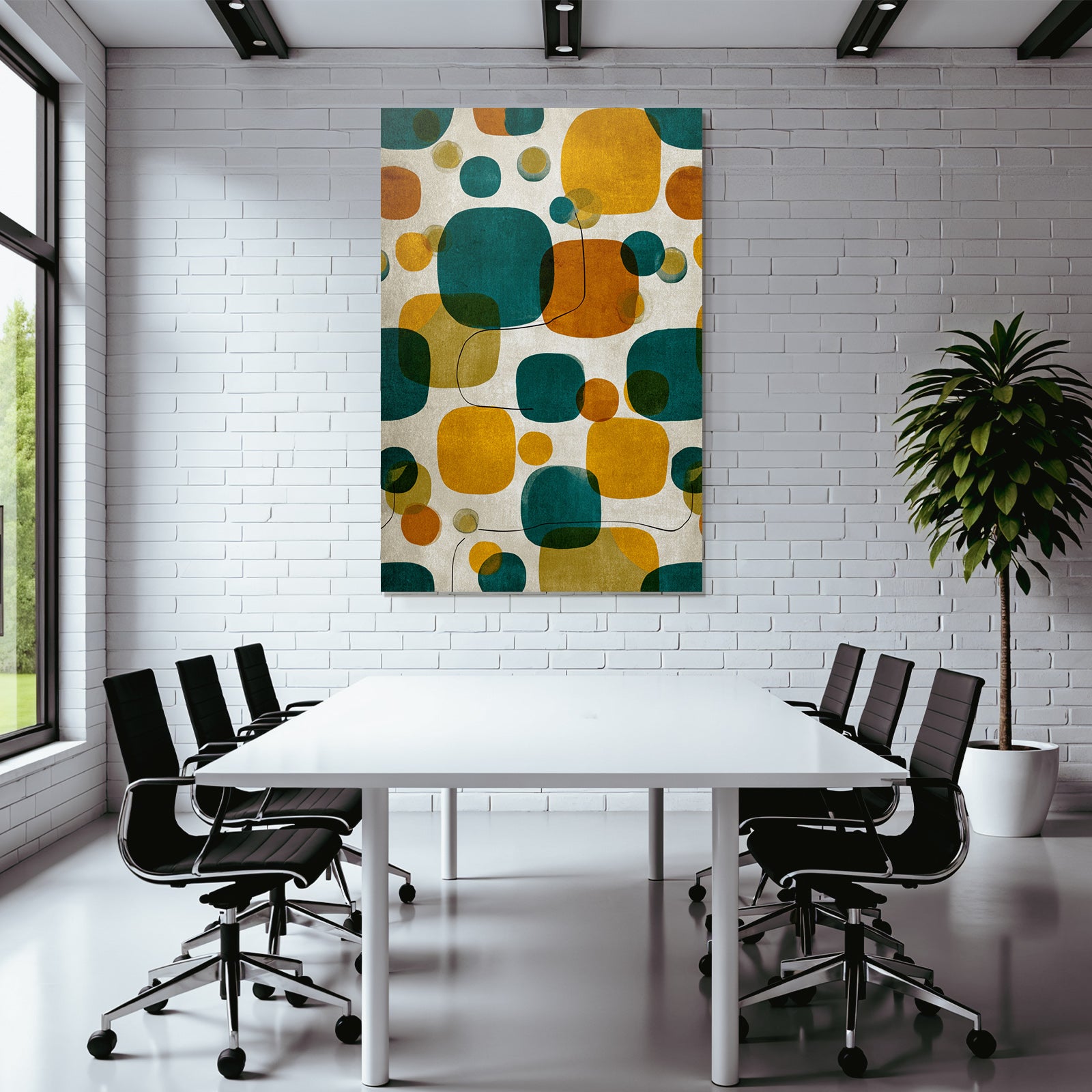 Bunten Formen Kreis Rechtecke Teal Orange Gelb Gruen Hintergrund