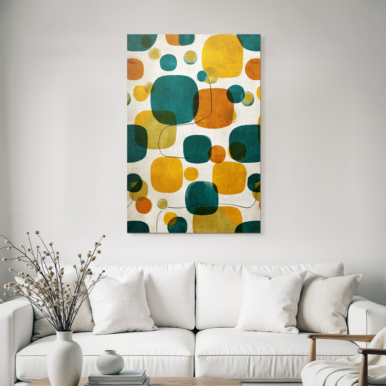 Bunten Formen Kreis Rechtecke Teal Orange Gelb Gruen Hintergrund