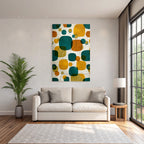 Bunten Formen Kreis Rechtecke Teal Orange Gelb Gruen Hintergrund