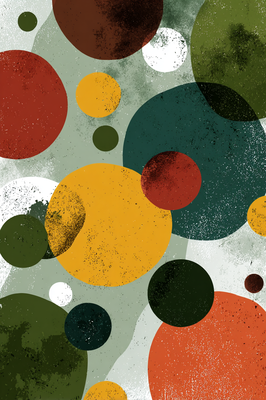 Farbenfrohes Abstraktes Design Mit Verschiedenen Kreisen Und Texturiertem Hintergrund | Mid Century Modern | Einrichtungsstile