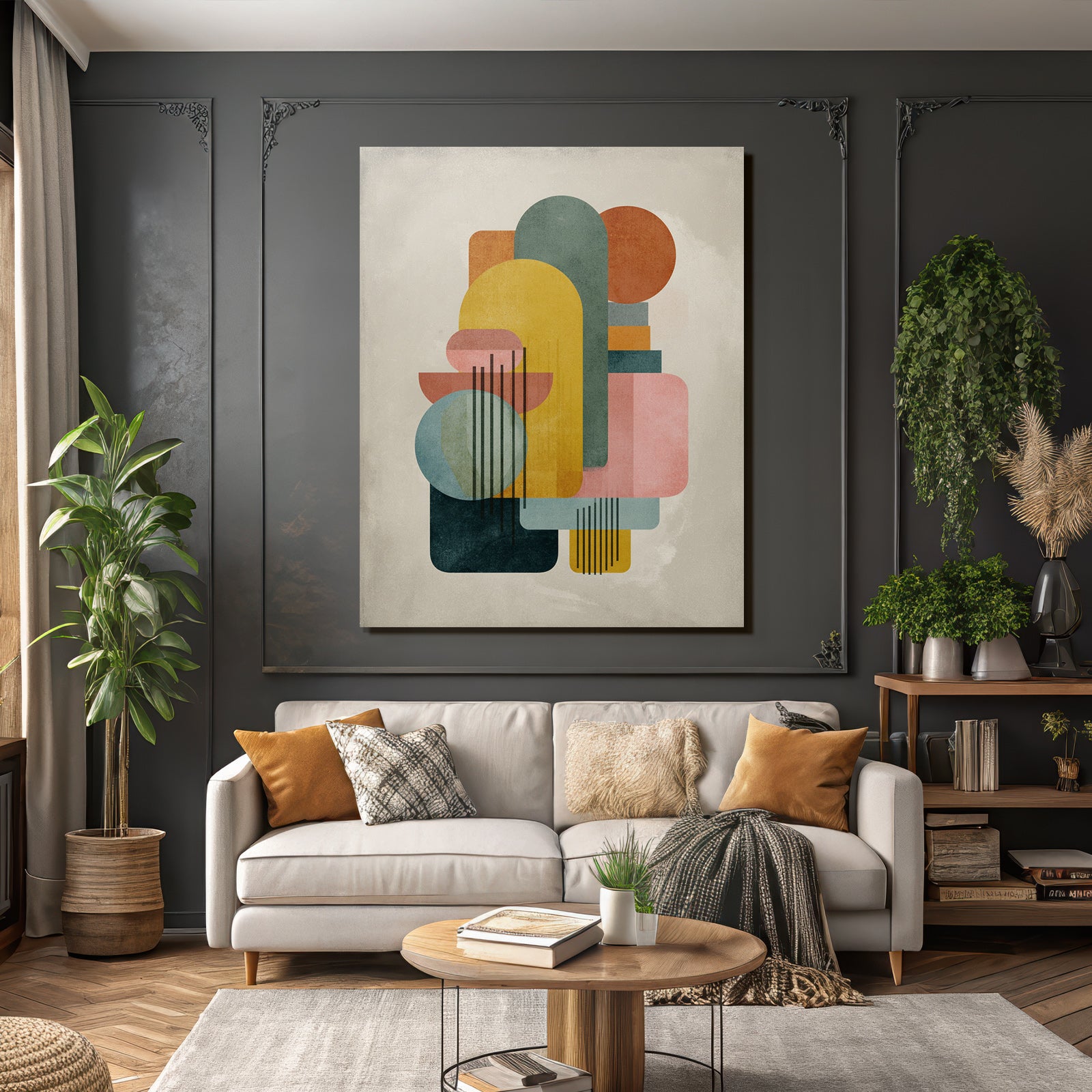Geometrische Formen Abstrakte Illustration Farben Textured Hintergrund