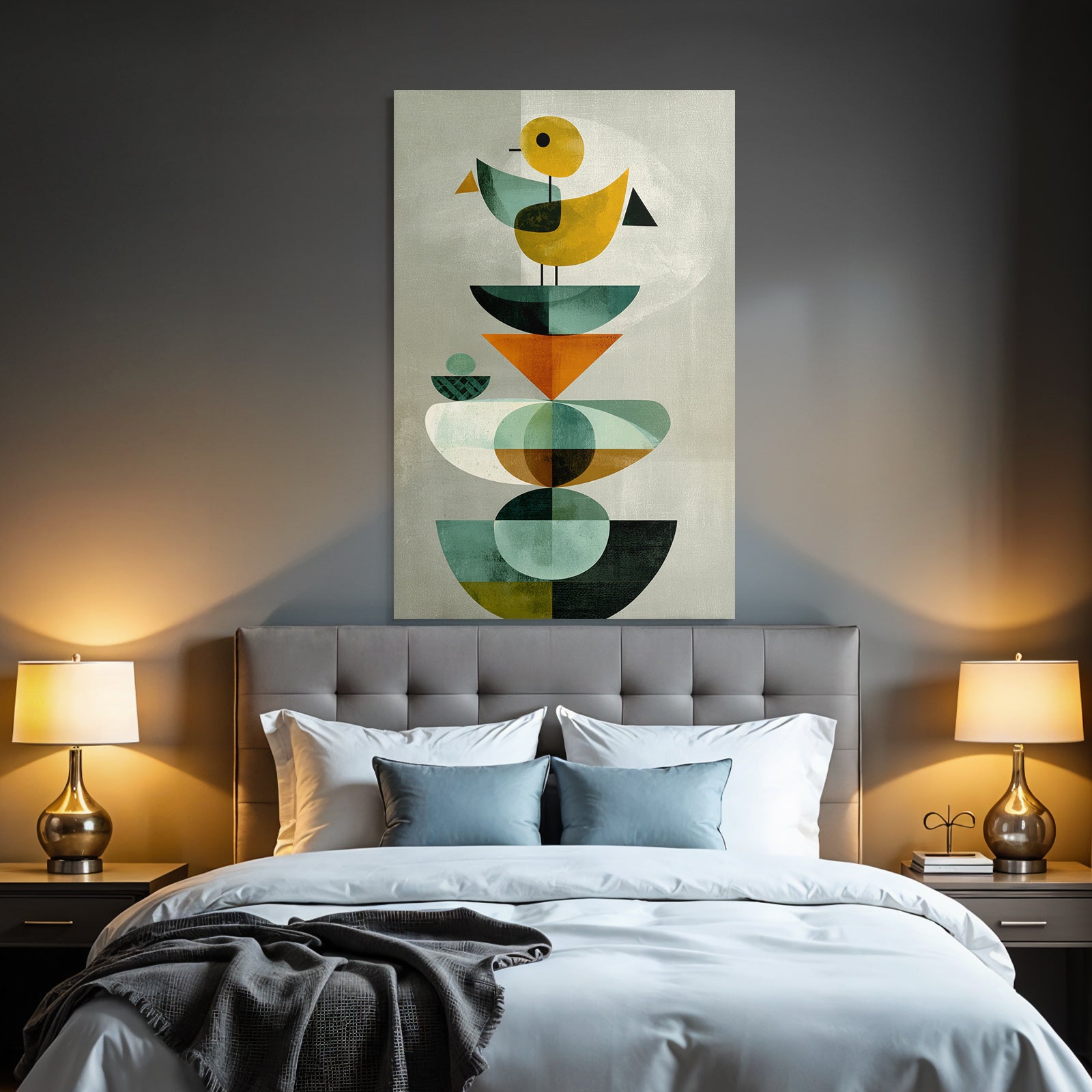 Geometrische Illustration Stilisierte Voegel Lebendige Farben