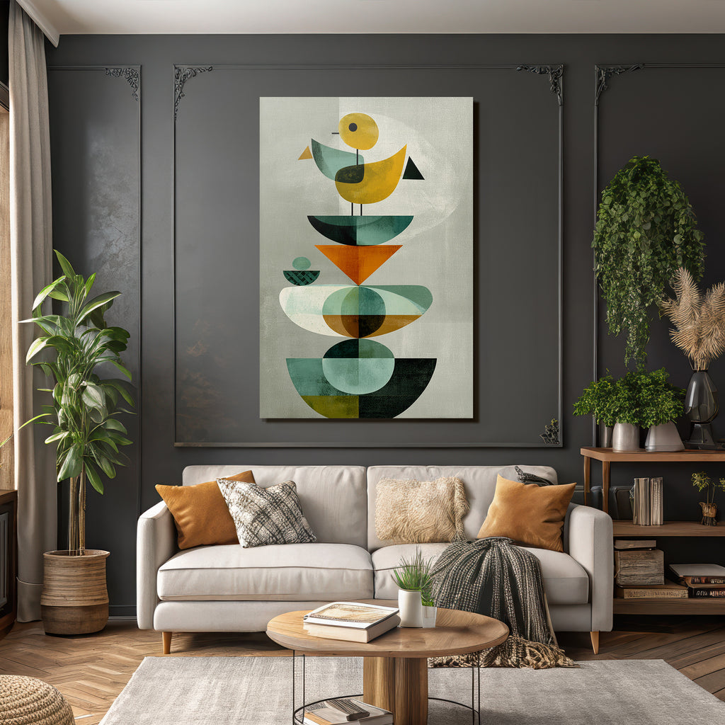 Geometrische Illustration Stilisierte Voegel Lebendige Farben