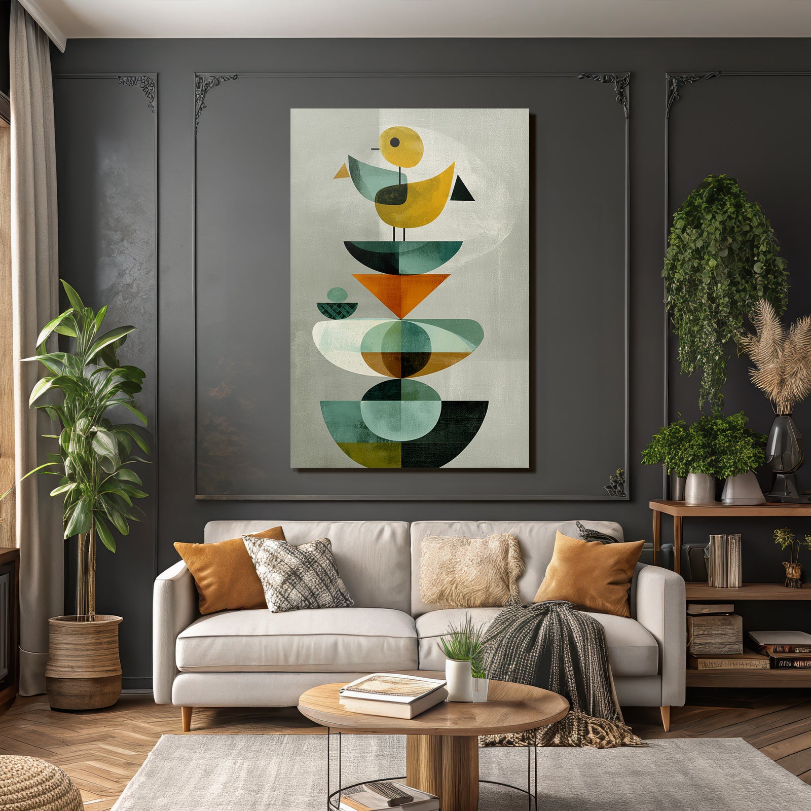 Geometrische Illustration Stilisierte Voegel Lebendige Farben