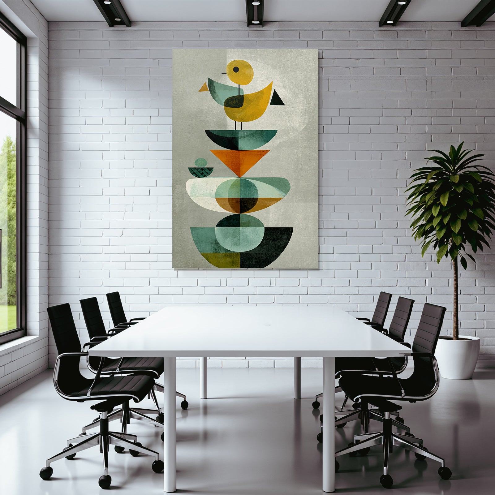 Geometrische Illustration Stilisierte Voegel Lebendige Farben