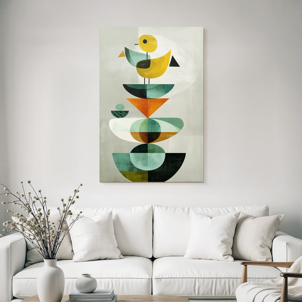 Geometrische Illustration Stilisierte Voegel Lebendige Farben