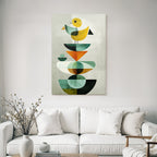 Geometrische Illustration Stilisierte Voegel Lebendige Farben
