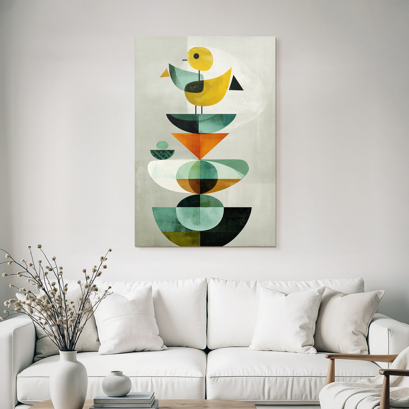 Geometrische Illustration Stilisierte Voegel Lebendige Farben