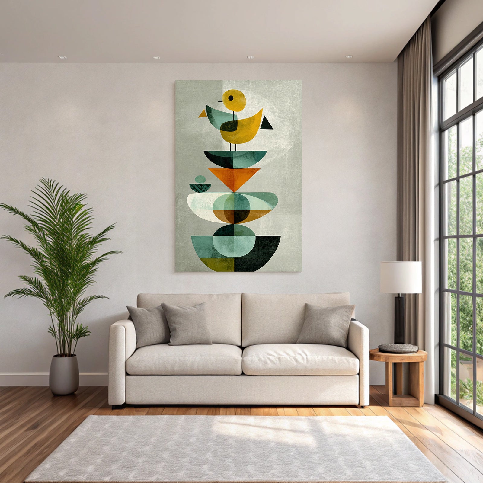 Geometrische Illustration Stilisierte Voegel Lebendige Farben