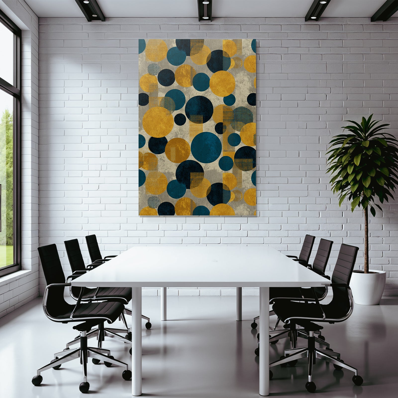 Geometrischesmuster Farbkombination Teal Senfgelb Grau