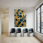 Geometrischesmuster Farbkombination Teal Senfgelb Grau
