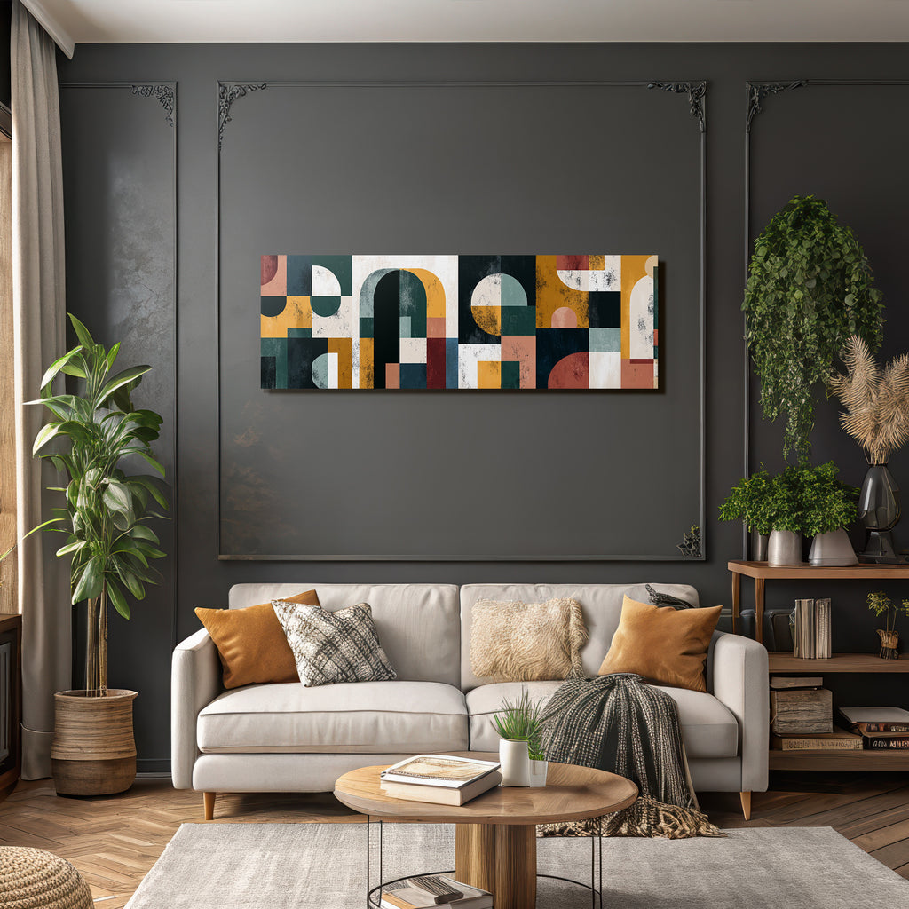 Abstractkunst Geometrischeformen Gruen Orange Rot Weiss