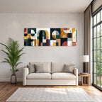 Abstractkunst Geometrischeformen Gruen Orange Rot Weiss