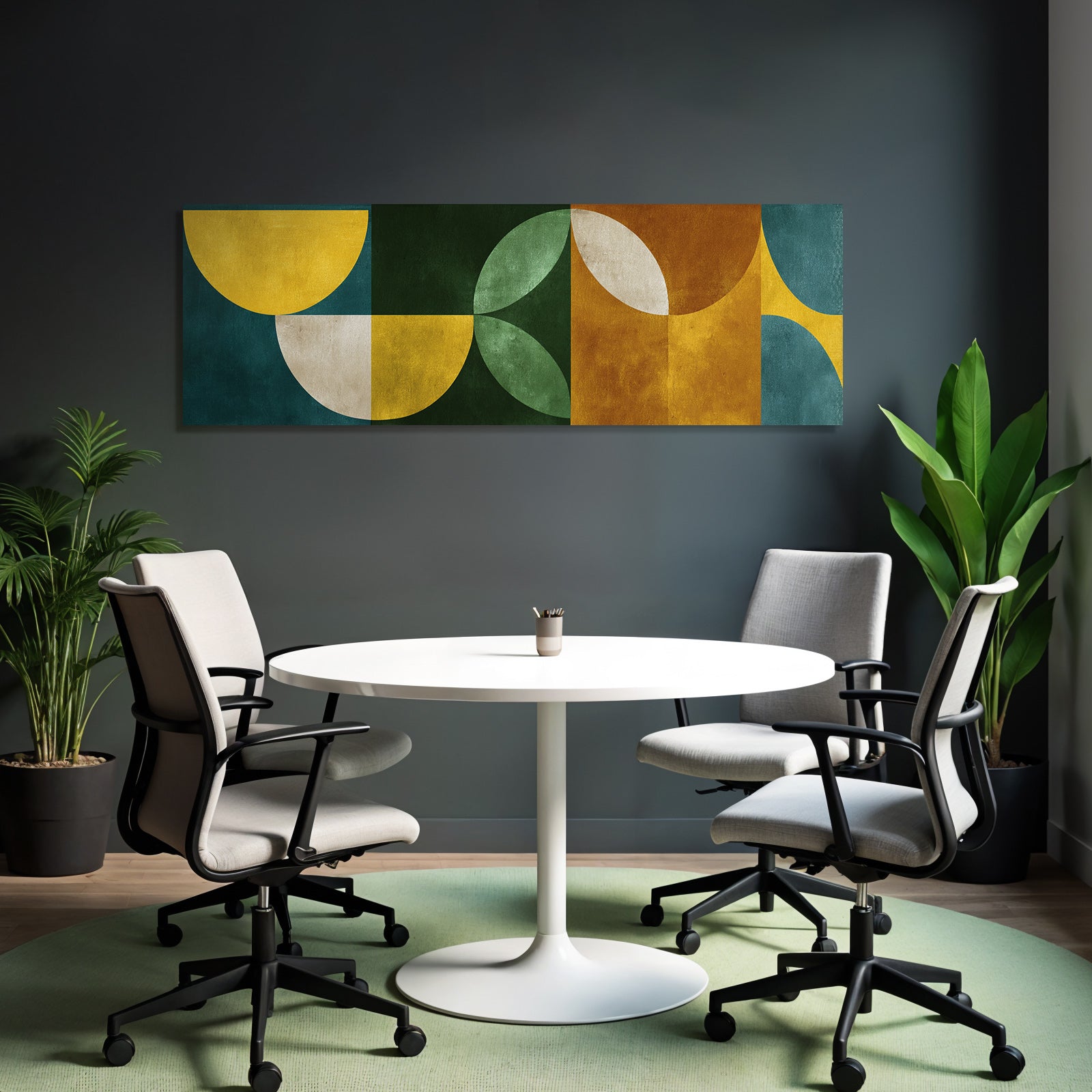 Abstrakte Geometrische Gestaltung Warmtoene Gelb Gruen Orange Hintergrund Jpg