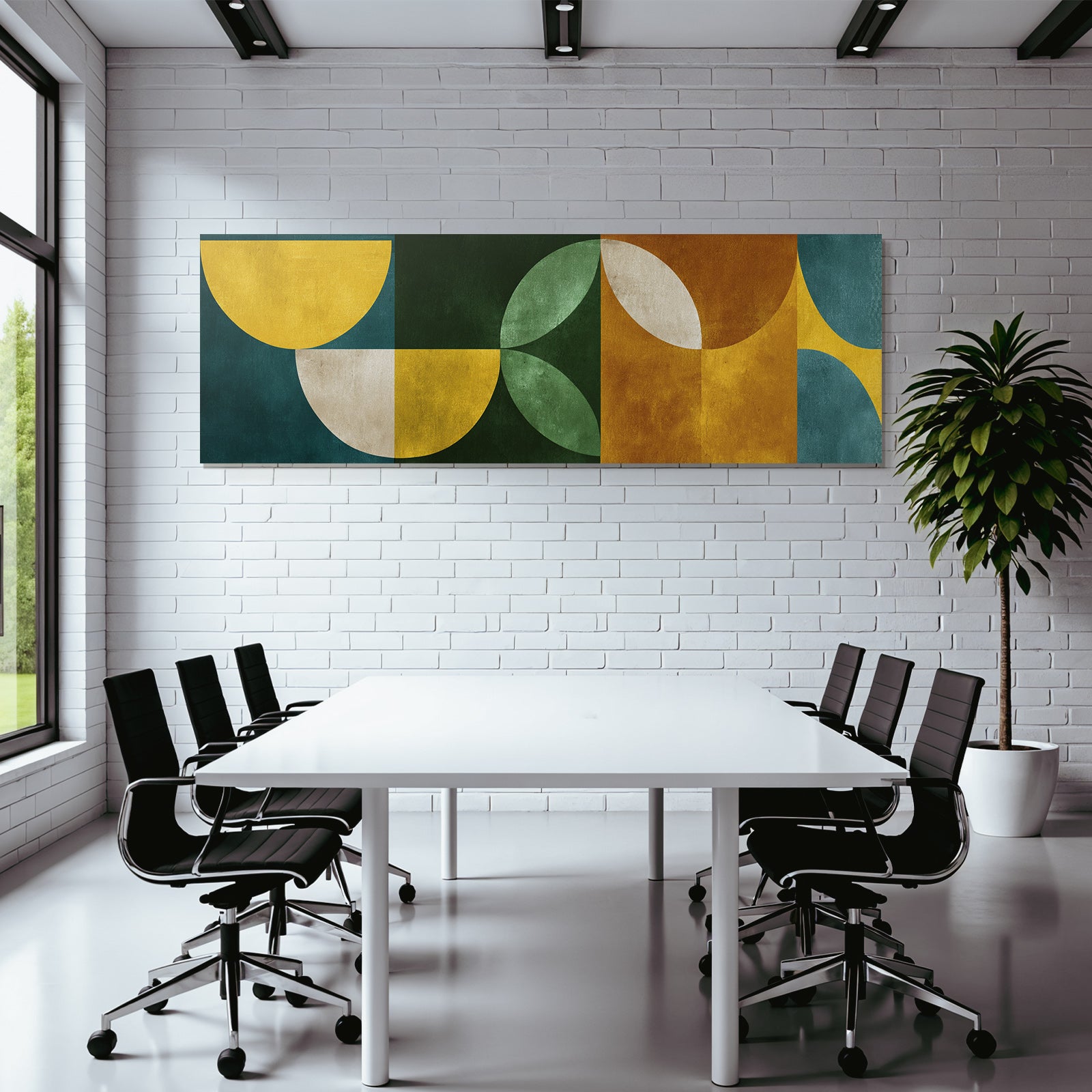 Abstrakte Geometrische Gestaltung Warmtoene Gelb Gruen Orange Hintergrund Jpg