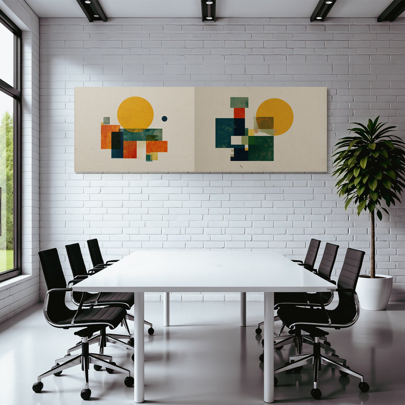 Abstrakte Geometrische Kompositionen Mit Warmen Farben Kreise Und Quadrate