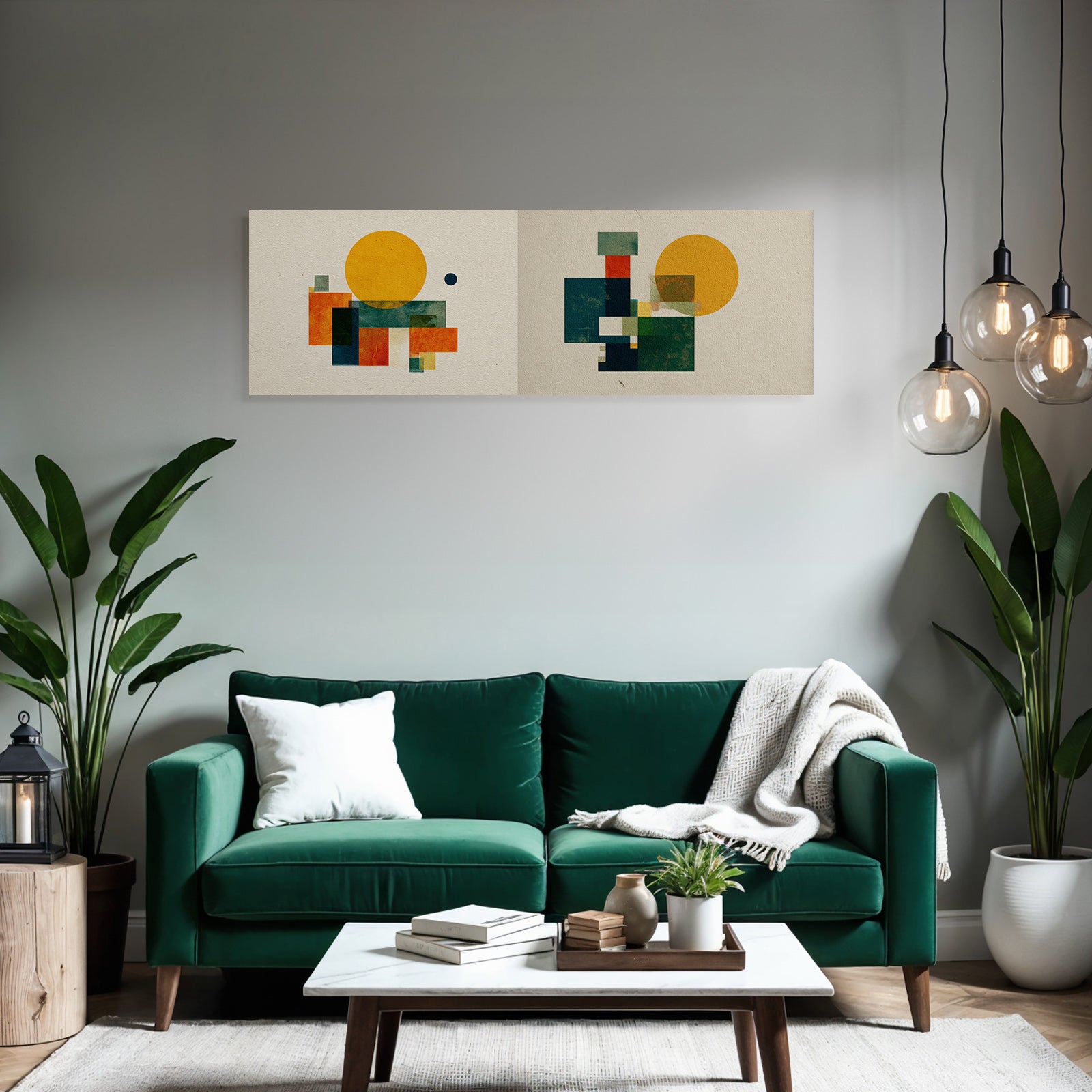 Abstrakte Geometrische Kompositionen Mit Warmen Farben Kreise Und Quadrate