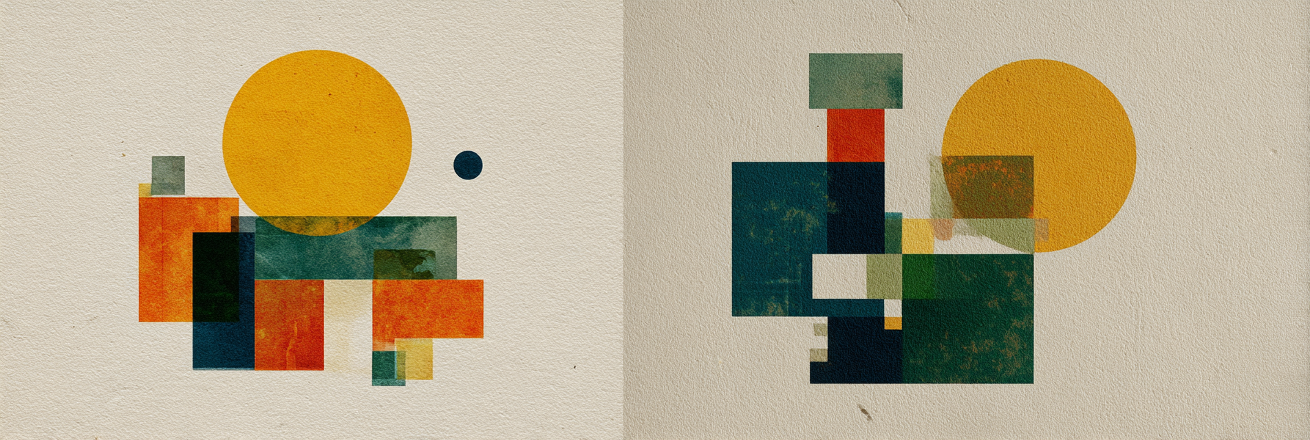 Abstrakte Geometrische Kompositionen Mit Warmen Farben Kreise Und Quadrate | Mid Century Modern | Einrichtungsstile