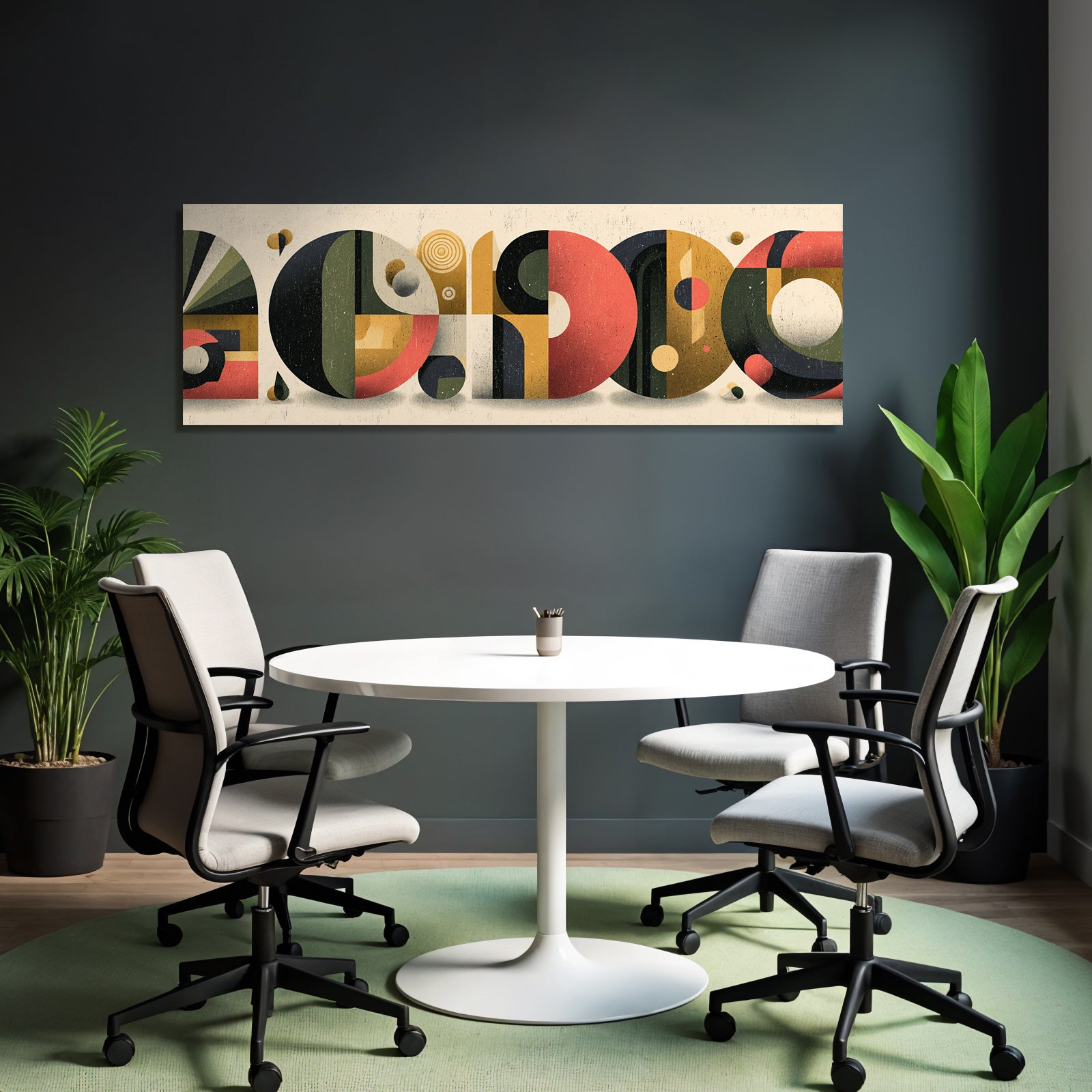 Abstrakte Grafik Design Geometrische Formen Farben Rot Gruen Gelb Schwarz Texturiert