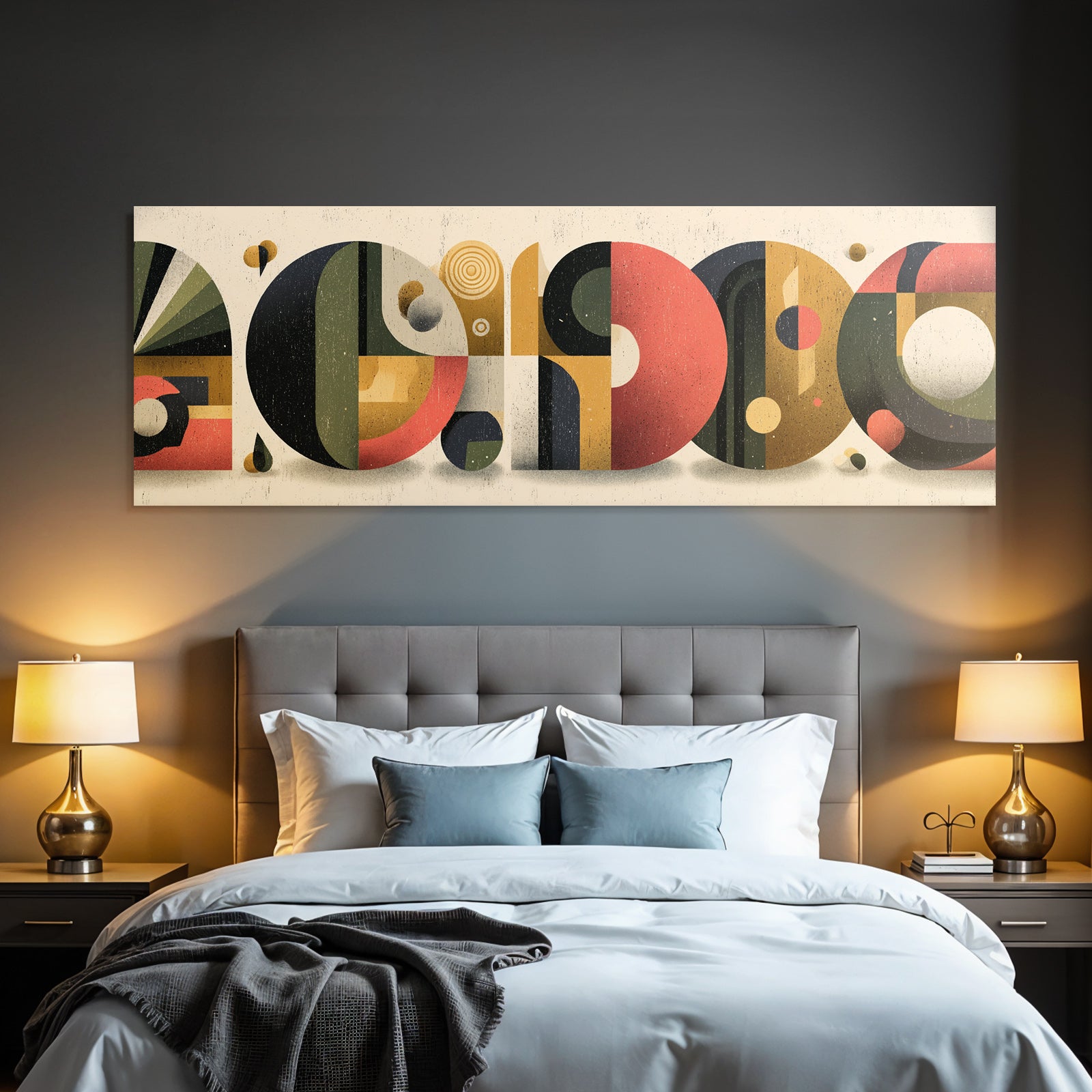 Abstrakte Grafik Design Geometrische Formen Farben Rot Gruen Gelb Schwarz Texturiert