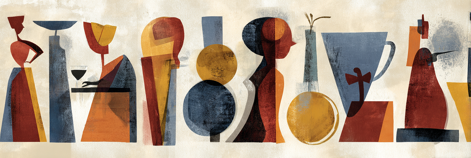 Abstrakte Illustration Figuren Objekte Formen Farben | Mid Century Modern | Einrichtungsstile