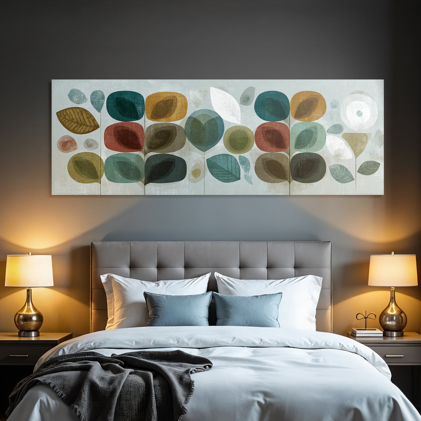Abstrakte Illustration Mit Blaettern Und Formen Farben Auf Hellem Hintergrund