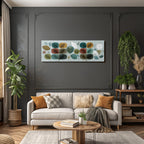 Abstrakte Illustration Mit Blaettern Und Formen Farben Auf Hellem Hintergrund