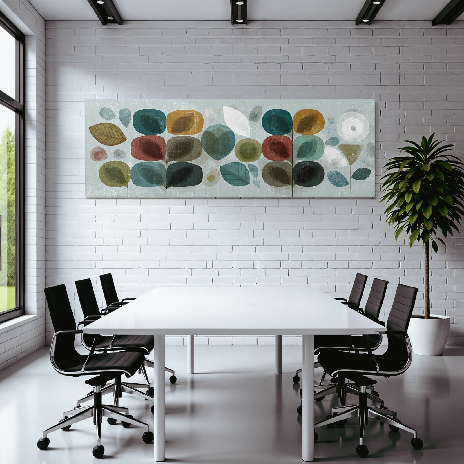 Abstrakte Illustration Mit Blaettern Und Formen Farben Auf Hellem Hintergrund