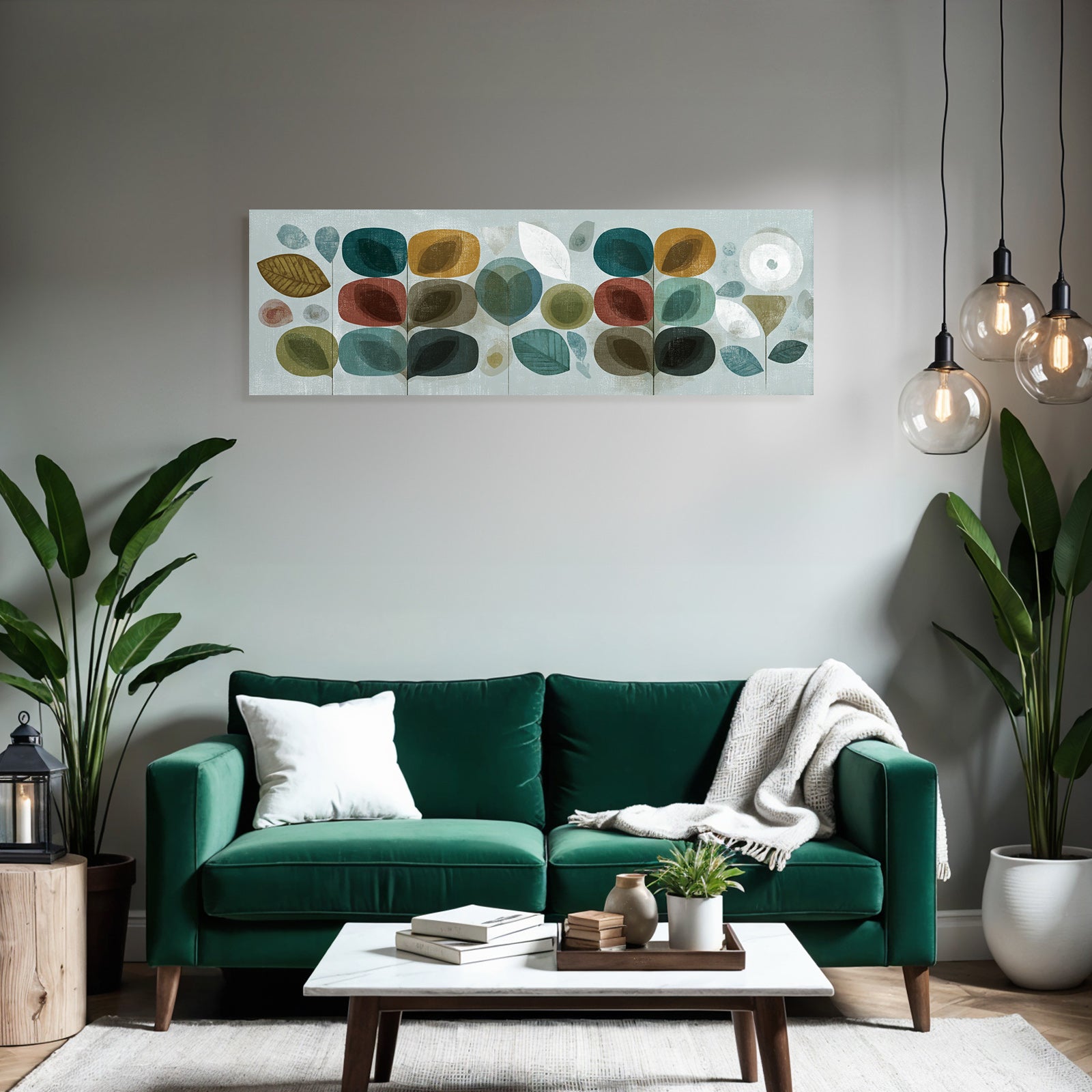 Abstrakte Illustration Mit Blaettern Und Formen Farben Auf Hellem Hintergrund