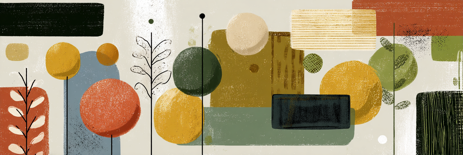 Abstrakte Illustration Mit Formen Farben Und Mustern | Mid Century Modern | Einrichtungsstile