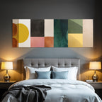 Abstract composition geometric shapes colors textures