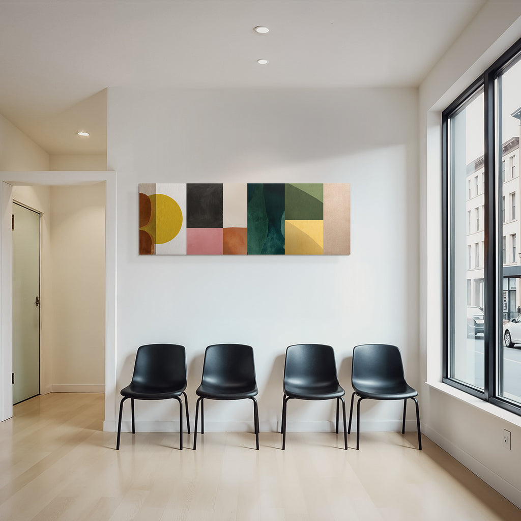 Abstract composition geometric shapes colors textures