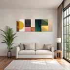 Abstract composition geometric shapes colors textures