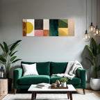 Abstract composition geometric shapes colors textures