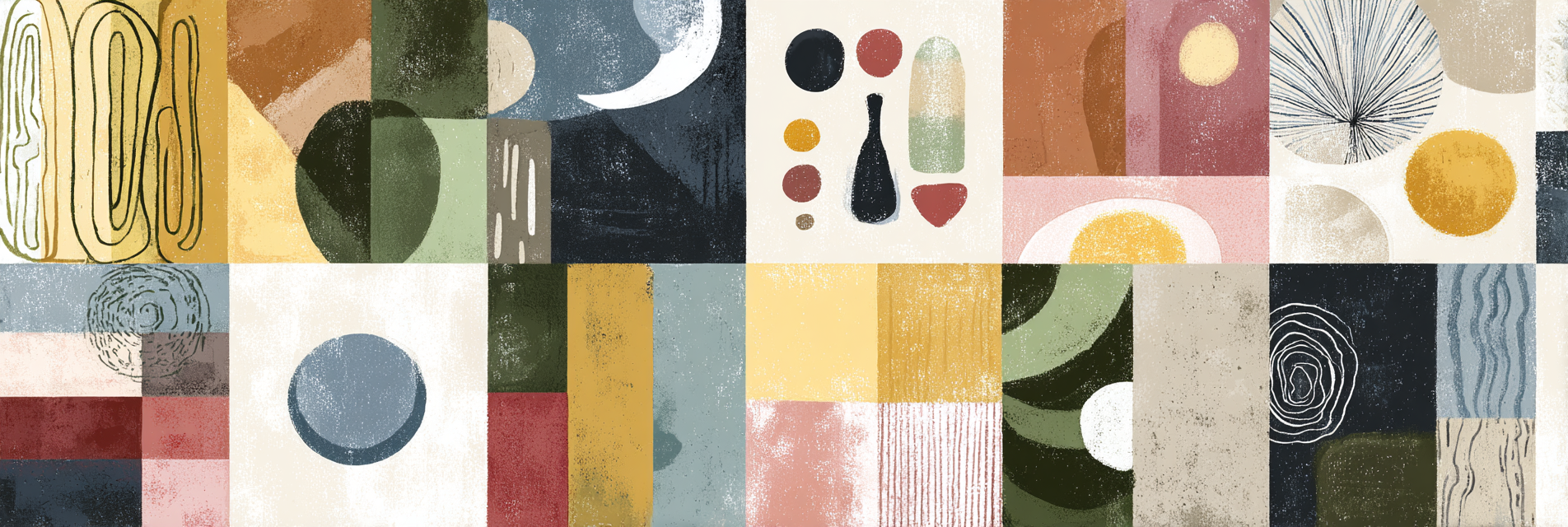 Abstrakte Komposition Mit Formen Farben Texturen Raster | Mid Century Modern | Einrichtungsstile