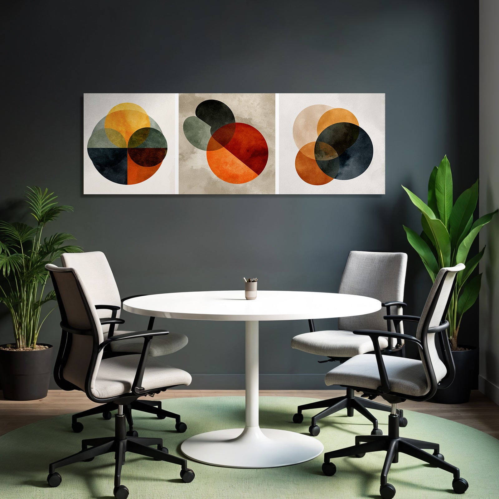 Abstrakte Kompositionen Ueberlappende Kreise Aquarelltexturen