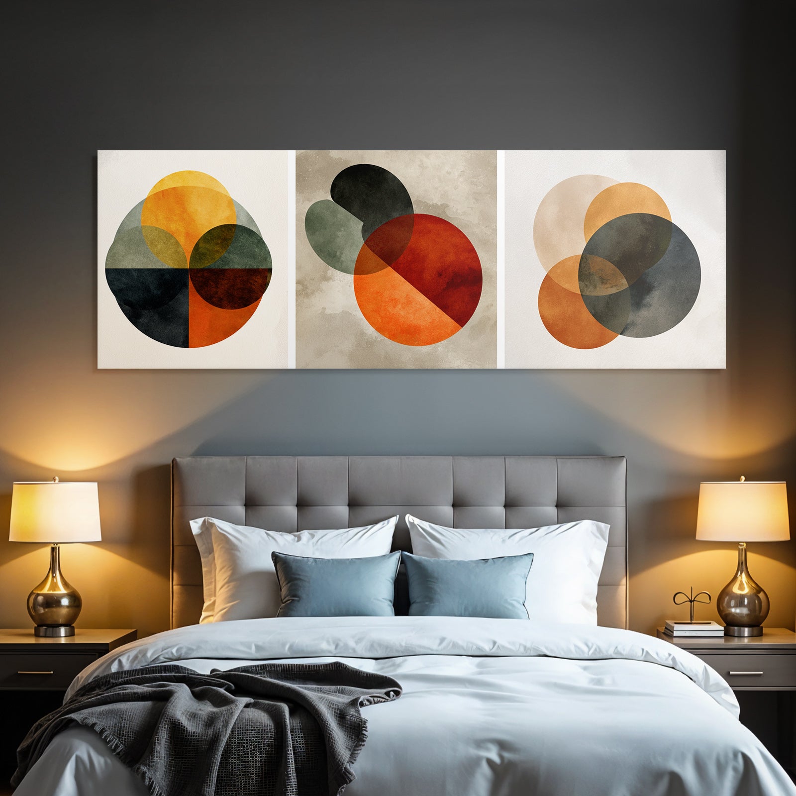 Abstrakte Kompositionen Ueberlappende Kreise Aquarelltexturen