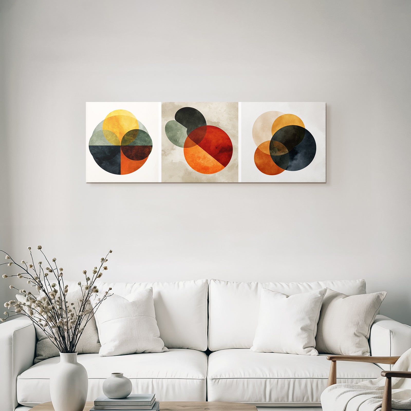 Abstrakte Kompositionen Ueberlappende Kreise Aquarelltexturen