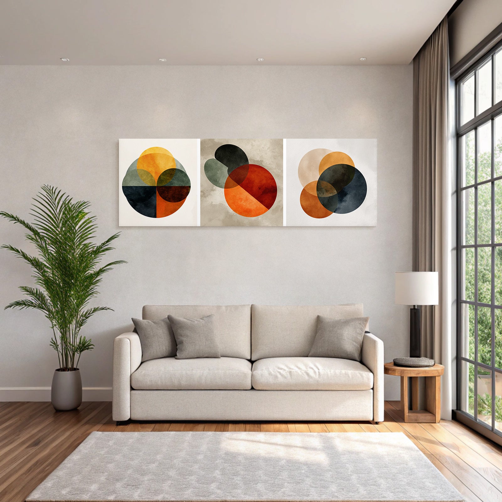 Abstrakte Kompositionen Ueberlappende Kreise Aquarelltexturen