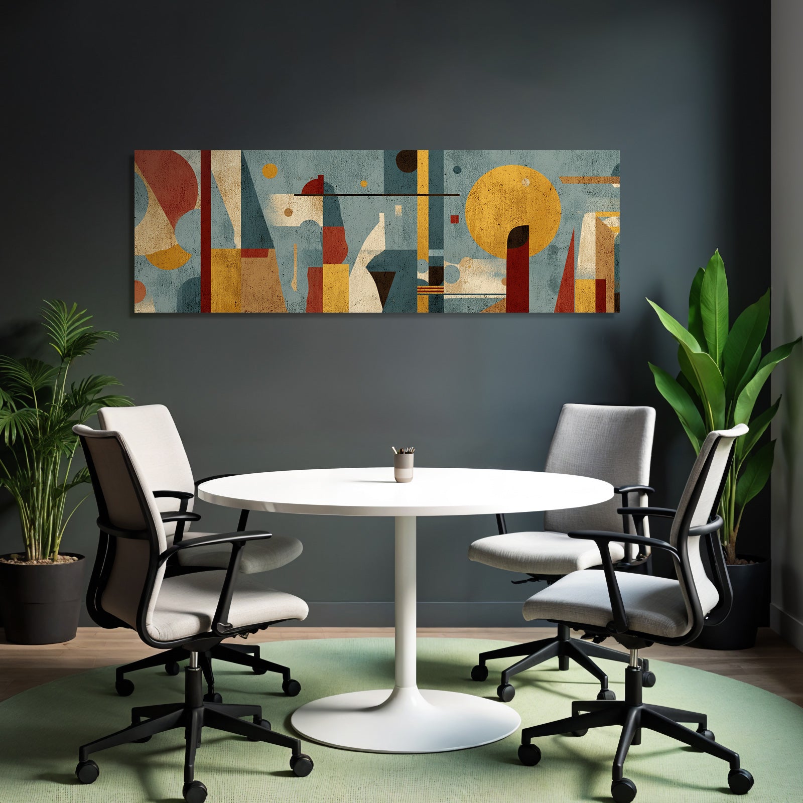 Abstrakte Kunst Formen Farben Kreise Rechtecke Kurven