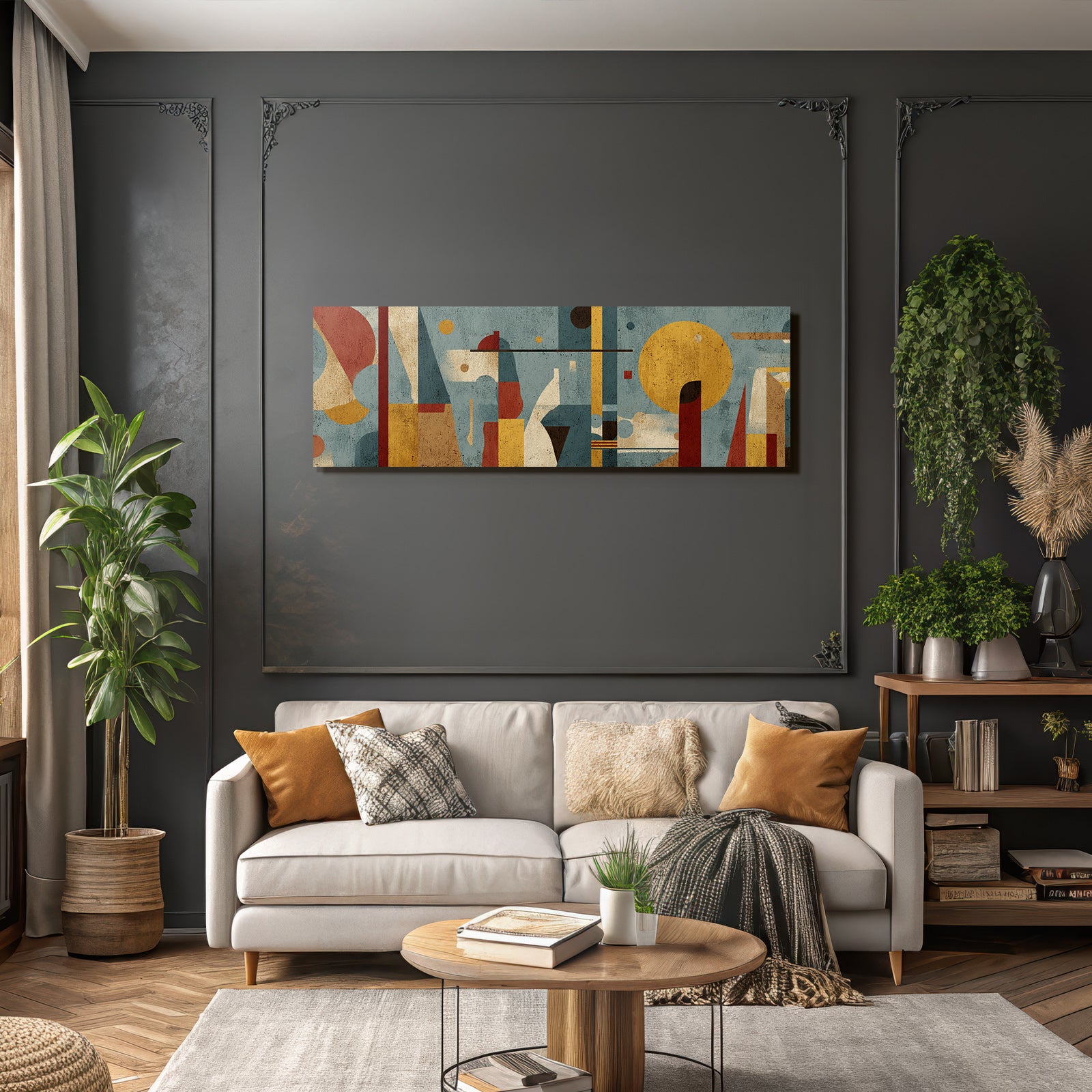 Abstrakte Kunst Formen Farben Kreise Rechtecke Kurven
