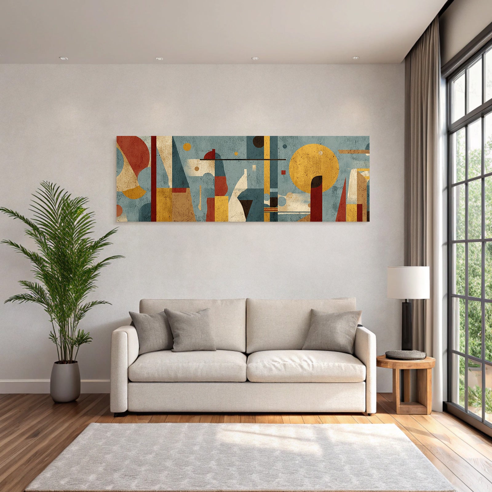 Abstrakte Kunst Formen Farben Kreise Rechtecke Kurven